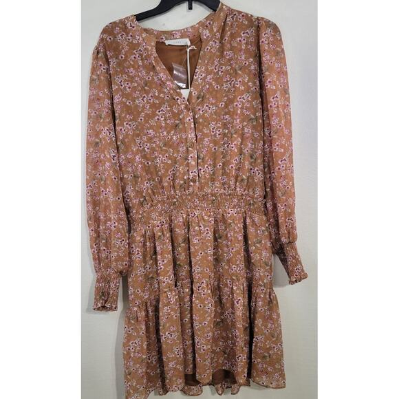 Anthropologie Lush Dress Womens Large Boho Cottage Core Long Puff Sleeve NWT - Picture 1 of 6